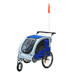 Prívesný vozík za bicykel pre psa 2v1 | modro - biely č.1