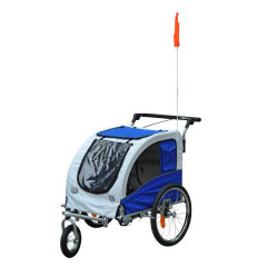 Prívesný vozík za bicykel pre psa 2v1 | modro - biely