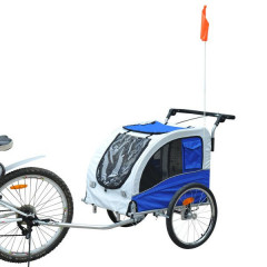 Prívesný vozík za bicykel pre psa 2v1 | modro - biely č.3