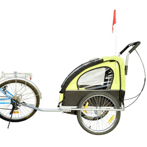 Prívesný vozík za bicykel pre 2 deti Jogger 2v1 | zeleno - čierny č.4