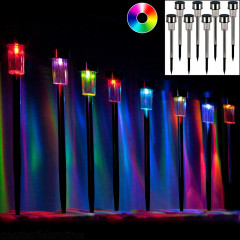 Solárne nerezové LED lampy stĺpikové multicolor | sada 8 kusov č.1