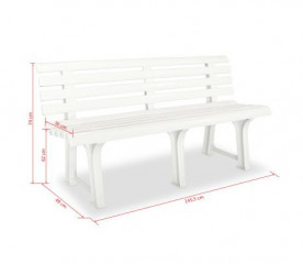 Záhradná plastová lavička - biela | 145 cm x 49 cm x 74 cm č.3