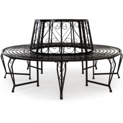 Záhradná kovová lavička kruhová - čierna | Ø 160 cm č.1