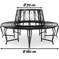 Záhradná kovová lavička kruhová - čierna | Ø 160 cm č.2