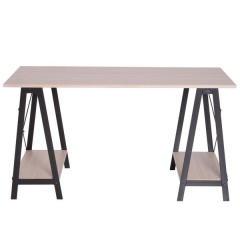 Pracovný stôl 140 x 60 x 75 cm | čierny + prírodné drevo č.1