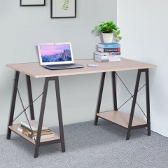 Pracovný stôl 140 x 60 x 75 cm | čierny + prírodné drevo č.3