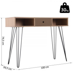 RETRO kancelársky stolík 100 x 34,5 x 74,5 cm | prírodný č.2