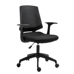 Otočná výškovo nastaviteľná čalúnená kancelárska stolička | čierna č.1