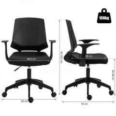 Otočná výškovo nastaviteľná čalúnená kancelárska stolička | čierna č.2