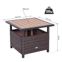 Polyratanový záhradný stôl na slnečník | hnedý č.3