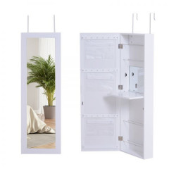 Nástenná šperkovnica so zrkadlom a 2 háčiky | biela č.1