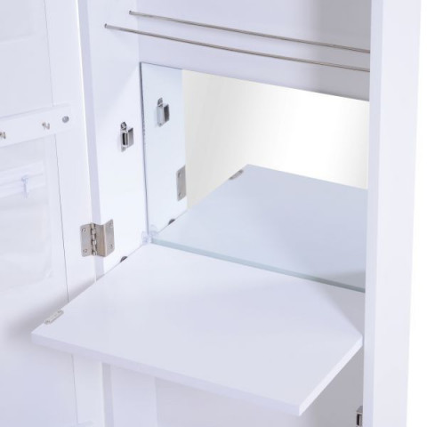 Nástenná šperkovnica so zrkadlom a 2 háčiky | biela č.4