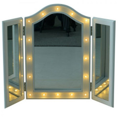 Rozkladacie zrkadlo na stôl s LED osvetlením | biele č.1