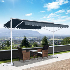 Voľne stojaca markíza so sklopnými ramenami - 2,95 x 2,94 x 2,5 m | šedá