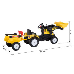 Šliapací traktor s nakladačom a prívesom | žltý č.3