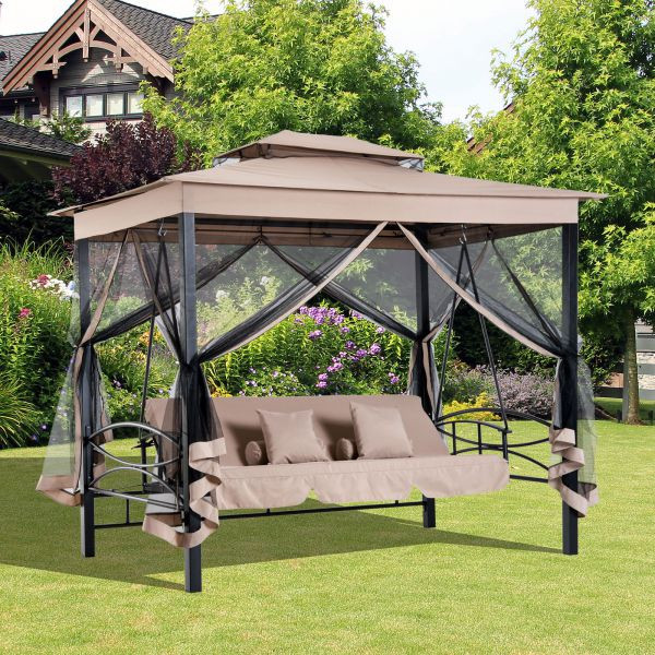 Luxusná záhradná hojdačka s altánkom | béžová