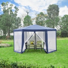 Záhradný párty stan 3,9 x 3,9 m s bočnicami (moskytiéry) | modrý č.2
