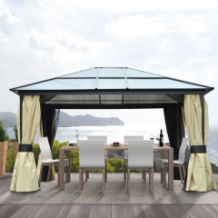 Luxusný záhradný altánok s polykarbonátovou strechou 4,3 x 3,6 m | béžový č.1