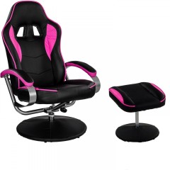 Kancelárska stolička GT Relax Racer s podnožkou | čierno-ružová č.1