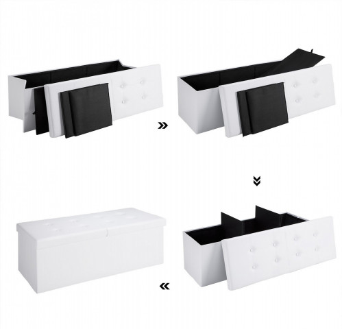 Čalúnená lavica s úložným priestorom 115 x 38 x 38 cm | biela č.4