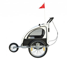 Prívesný vozík za bicykel pre 2 deti jogger 2v1 bielo-čierny č.3