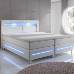 Posteľ Box Spring Norfolk s LED osvetlením 140 x 200 cm | biela č.1