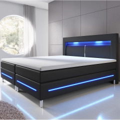 Posteľ Box Spring Norfolk s LED osvetlením 140 x 200 cm | čierna