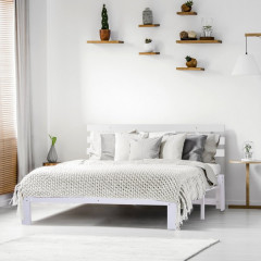Drevená posteľ z borovicového masívu 160 x 200 cm | biela č.1