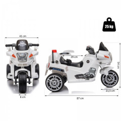 Detská elektrická motorka POLICE | biela č.3