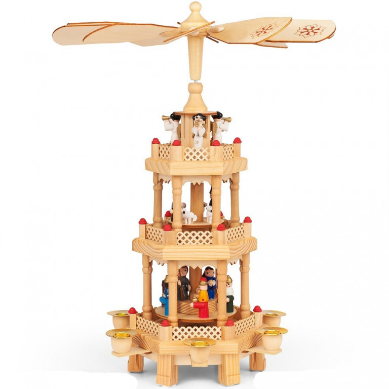 Vianočná drevená pyramída s kolotočom