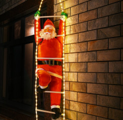 Santa Claus na rebríku 48 LED | 90 cm č.1