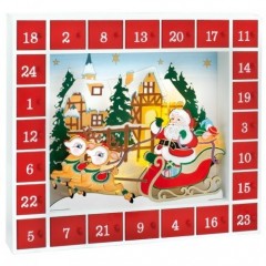 Drevený adventný kalendár s 5x LED osvetlením č.1