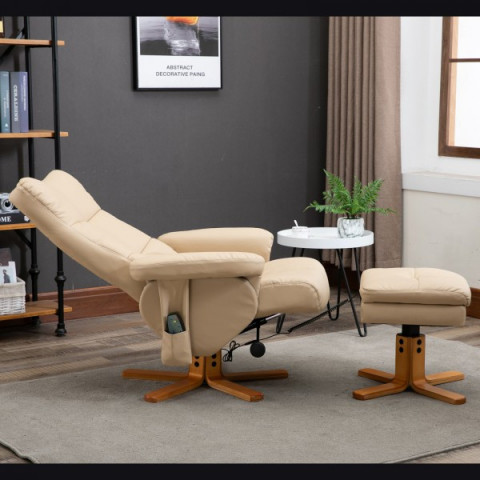Masážne TV kreslo Scott s podnožkou | béžová č.2