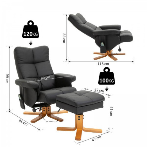 Masážne TV kreslo Scott s podnožkou | čierna č.4