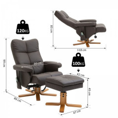 Masážne TV kreslo Scott s podnožkou | hnedá č.3
