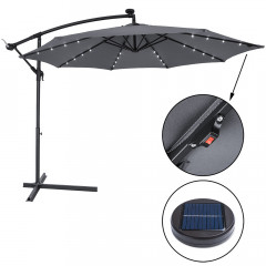 Záhradný slnečník s LED osvetlením a bočnou nohou Ø 330 cm | sivá č.1