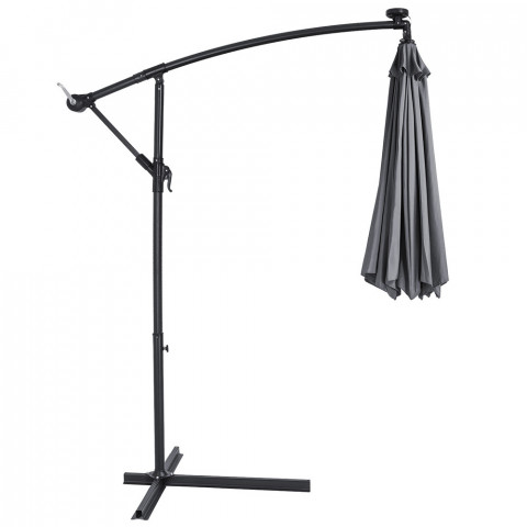 Záhradný slnečník s LED osvetlením a bočnou nohou Ø 330 cm | sivá č.4