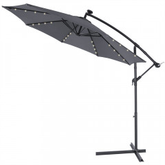 Záhradný slnečník s LED osvetlením a bočnou nohou Ø 330 cm | sivá č.3