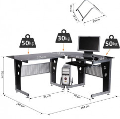 Rohový počítačový stôl Flavius | čierna č.2