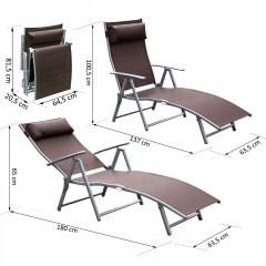 Skladacie záhradné lehátko s vankúšom | hnedá č.2