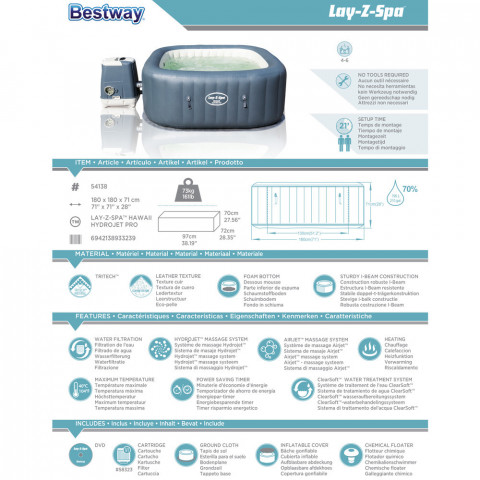 Lay Z-Spa Hawaii HydroJet Pro | 180 cm č.8