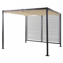 Záhradná kovová pergola so zaťahovacou strechou 2,75 x 2,95 x 2,38 m | béžová č.2