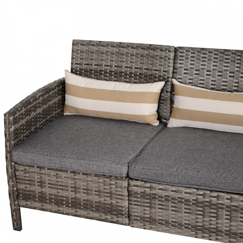 Záhradná polyratanová trojmiestna pohovka | sivo-hnedá č.6