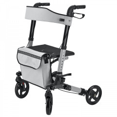 Štvorkolesové šedé chodítko pre seniorov Rollator