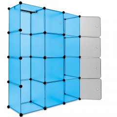 Variabilný regálový systém na topánky modrý 115 cm x 37 cm x 150 cm | 12 boxov