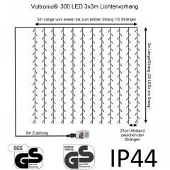 Vianočný LED záves 3x3 m | studená + teplá biela 300 LED č.3