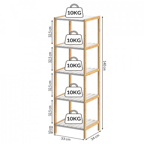 Bambusová polička do kúpeľne | 140 x 33 x 34 cm č.4