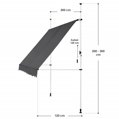 Teleskopická markíza 300 x 120 cm | sivá č.3