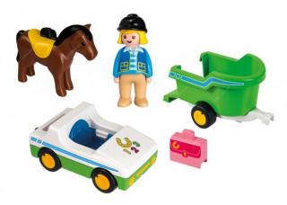 Playmobil 1.2.3 70181 Autíčko s nosičom koní č.2