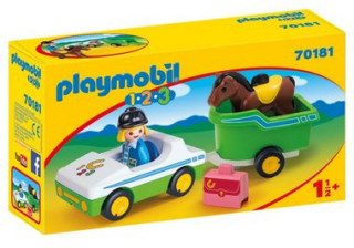 Playmobil 1.2.3 70181 Autíčko s nosičom koní č.1